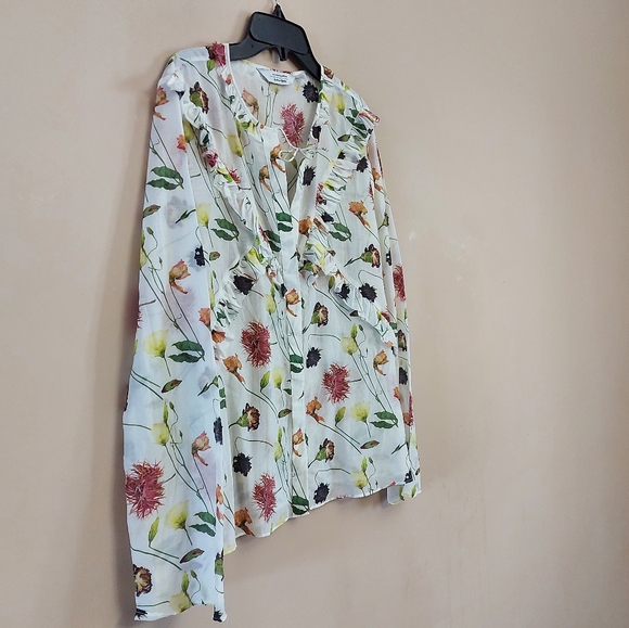& other stories floral blouse with ruffle detail silk blend - Picture 2 of 6